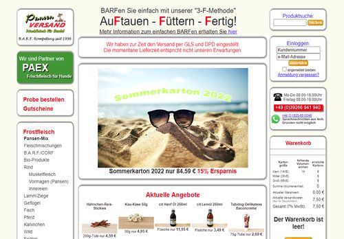 Screenshot Pansen-Express - Frischfleisch für Vierbeiner