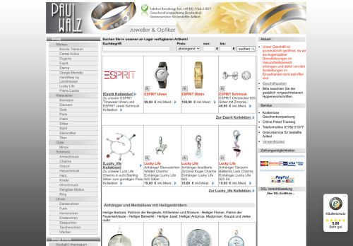 Screenshot Paul Walz GmbH Uhren Schmuck