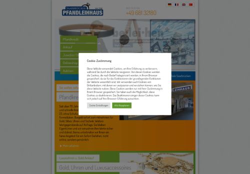 Screenshot: pfandleihhaus.com - Pfandhaus-Shop