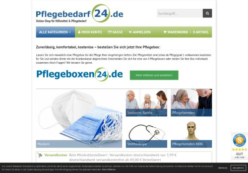 Screenshot: Pflegebedarf24.de - Hilfsmittel und Pflegebedarf