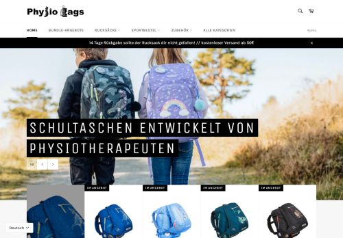 Screenshot Physio-Schulranzen Online-Shop Berlin