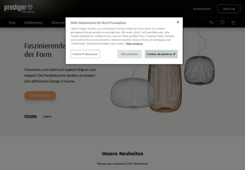 Screenshot Prediger Lichtberater - Design Leuchten und Lampen