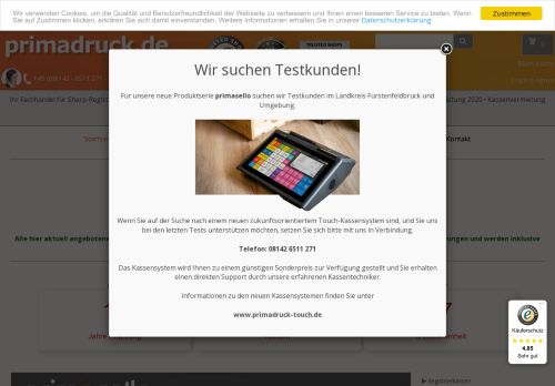 Screenshot Primadruck.de - Registrierkassen