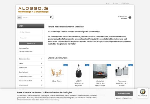 Screenshot RiGeiShop - Exklusives Wohndesign und Gartendesign