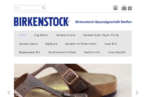 Screenshot sandalen.de - Birkenstock Versand