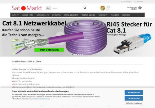 Screenshot sat-markt.com - Satelliten Markt Köln