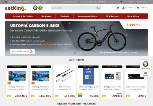 Screenshot SatKing.de - Ihr Fachhandel für Unterhaltungselektronik!
