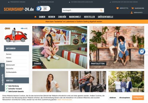 Screenshot SchuhShop-24 der Markenschuh Shop