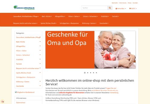 Screenshot: Senioren-Onlineshop.de