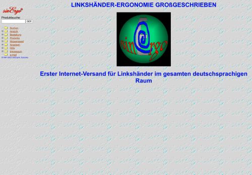 Screenshot sinErgo - Linkshänderversand