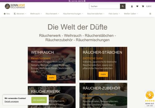 Screenshot SONNLICHT. Ihr WOHLbeFINDEN - Räucherstoffe Biotee