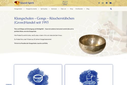 Screenshot: sound-spirit.de - Klangschalen Räucherstäbchen Esoterik Großhandel