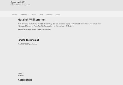 Screenshot: special-hifi.de - Exklusives HiFi aus 2. Hand