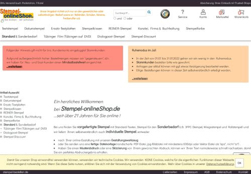 Screenshot: Stempel-onlineShop.de