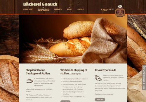 Screenshot: Stollen24.com - Dresdner Stollen - Bäckerei Gnauck