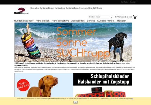 Screenshot: SUCHtrupp-Hundeleinen, Hundehalsbänder, Hundeleine