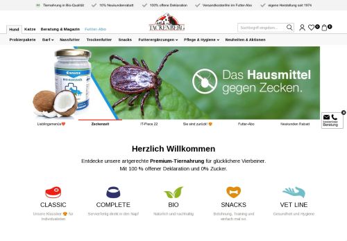 Screenshot: tackenberg.de - Tiernahrung