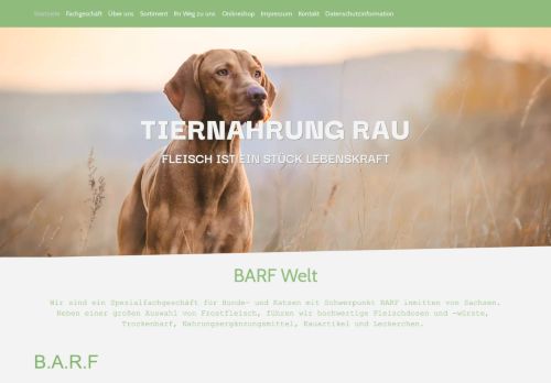 Screenshot: tiernahrung-rau.de | BARF-Frischfleisch für Ihre Haustiere