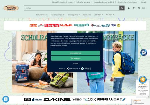 Screenshot TRENDYKids - Onlineshop für Schulranzen