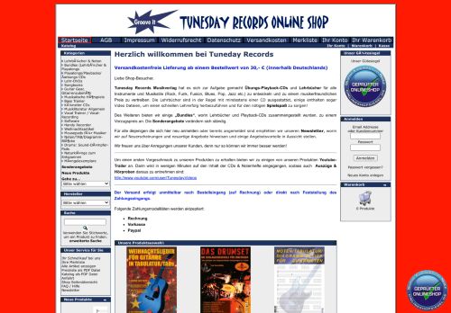 Screenshot Tunesday Records Übungs-Playback-CDs (Playalongs)