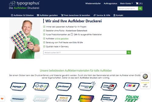 Screenshot Aufkleber drucken - Typographus.de