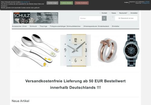 Screenshot: Uhren-Schulz - Der Shop für Uhren & Schmuck