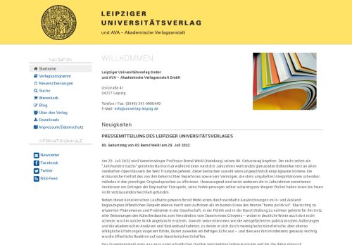 Screenshot: Leipziger Universitätsverlag