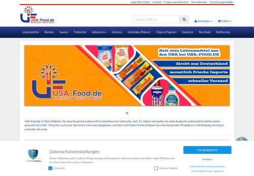 Screenshot: USA-Food.de - Lebensmittel aus den USA!