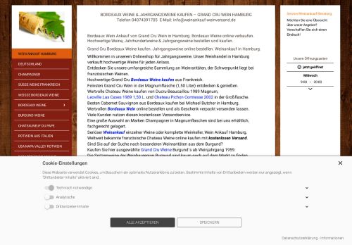 Screenshot Wein Ankauf und Weinverkauf in Hamburg - weinankauf-weinversand.de