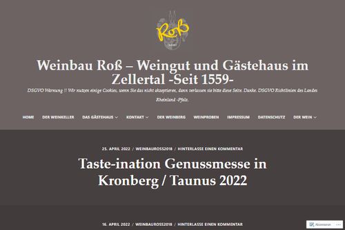 Screenshot: Weinbau Roß-Exclusive Weine aus dem Zellertal sire