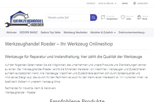 Screenshot Werkzeughandel-Roeder