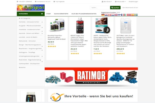 Screenshot Agrarhandel Polen - Onlineshop für Pflanzenschutzmittel und Schädlingsbekämpfungsmittel