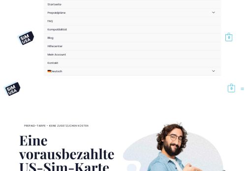 Screenshot Sim-USA.mobi -Prepaid SIM Karten für die USA