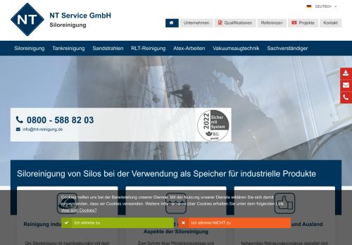 Screenshot: NT Service GmbH - Tank- und Siloreinigung