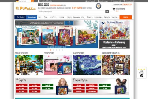 Screenshot Puzzle.de - Europas größter Puzzle-Onlineshop