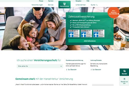 Screenshot HanseMerkur Versicherungsgruppe