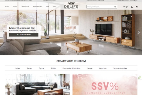 Screenshot DELIFE.eu - Möbel von DELIFE