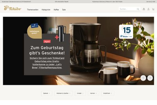 Screenshot Tchibo - Kaffee, Mode, Möbel, Reisen & mehr