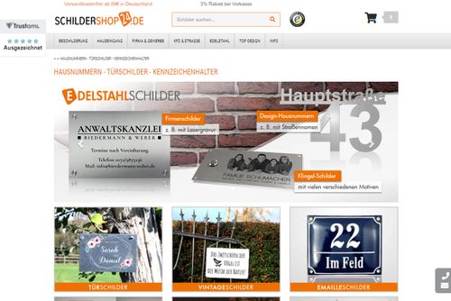 Screenshot Schildershop24 - Alles rund ums Schild ...