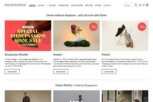 Screenshot Shoepassion - Die Boutique-Plattform