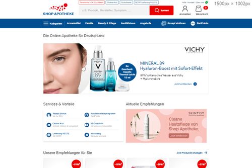 Screenshot SHOP APOTHEKE Online Apotheke für Deutschland