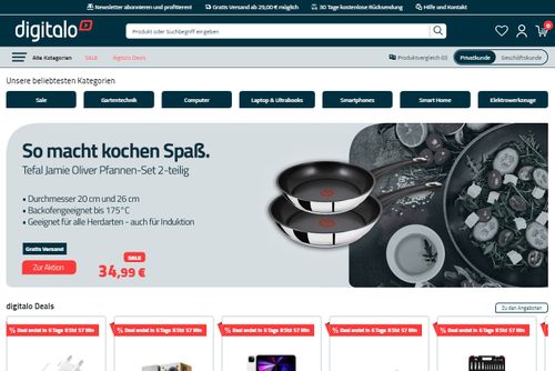 Screenshot digitalo - Elektronikartikel im Internet