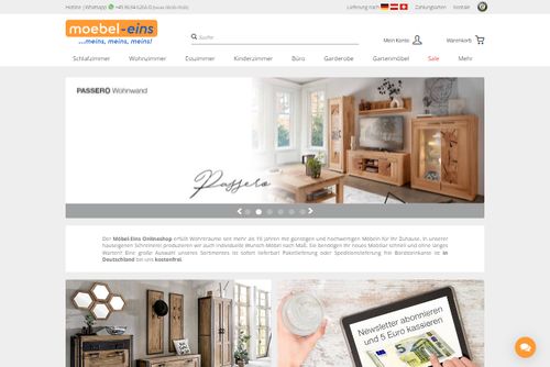 Screenshot Möbel-Eins Günstige Möbel Online kaufen