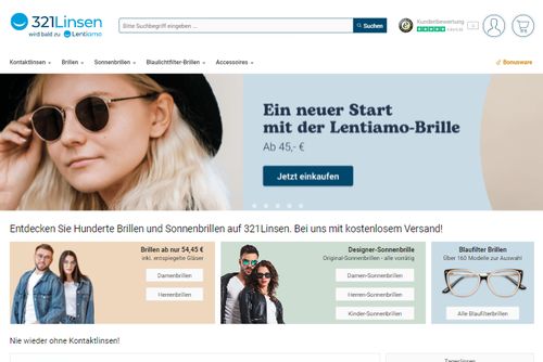 Screenshot 321Linsen - Lentiamo - Kontaktlinsen, Brillen & Sonnenbrillen