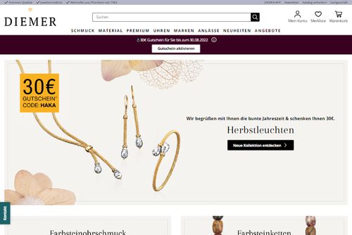 Screenshot Juwelier DIEMER - Schmuck und Uhren online kaufen