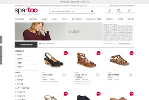 Screenshot SPARTOO | Schuhe, Taschen und Kleidung