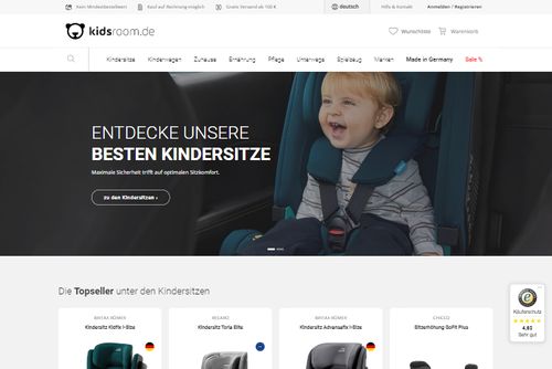 Screenshot kidsroom.de Baby Online-Shop für hochwertige Babyartikel