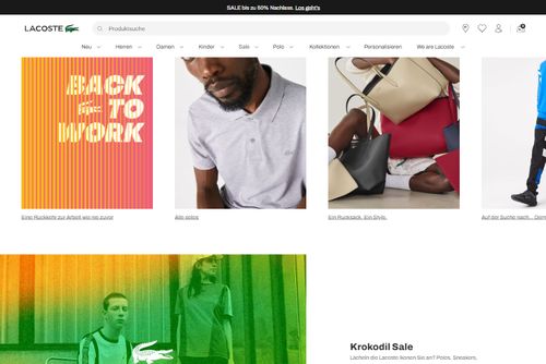 Screenshot LACOSTE - Polos, Kleidung und Lederwaren Online