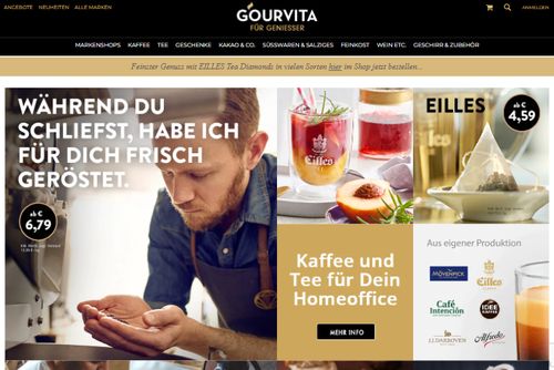 Screenshot GOURVITA | bis 50% Rabatt Kaffee, Eilles Tee, Schokolade kaufen