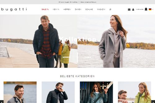 Screenshot bugatti Onlineshop - Herren und Damen